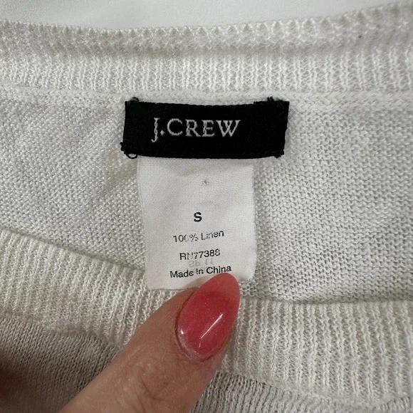 J.Crew Womens Small 100% Linen Striped Sweater Navy White Boat Neck Nautical - Picture 2 of 6